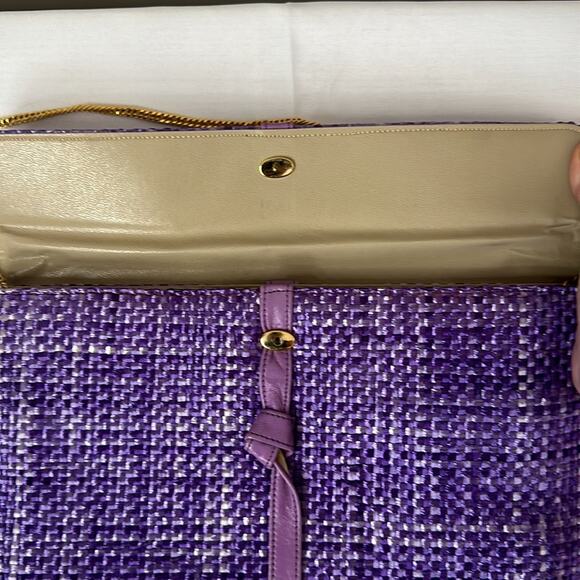 HILF Originals Vintage Retro Purple Weave Shoulder Bag Gold Chain Strap - Picture 4 of 11